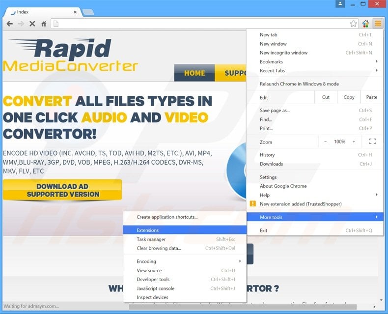 Rimuovere Rapid Media Converter adware da Google Chrome step 1