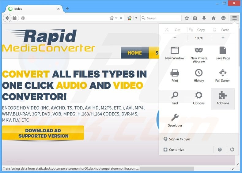 Rimuovere Rapid Media Converter adware da Mozilla Firefox step 1