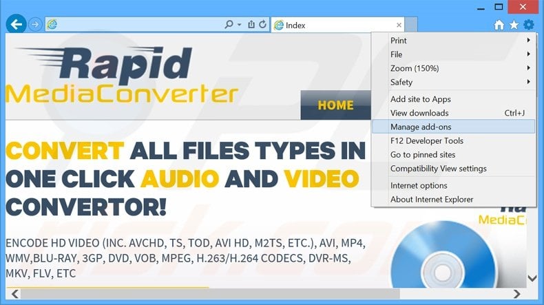 Rimuovere Rapid Media Converter adware da Internet Explorer step 1