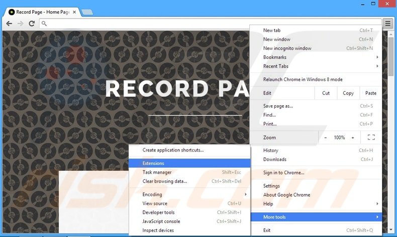 Rimuovere Record Page adware da Google Chrome step 1