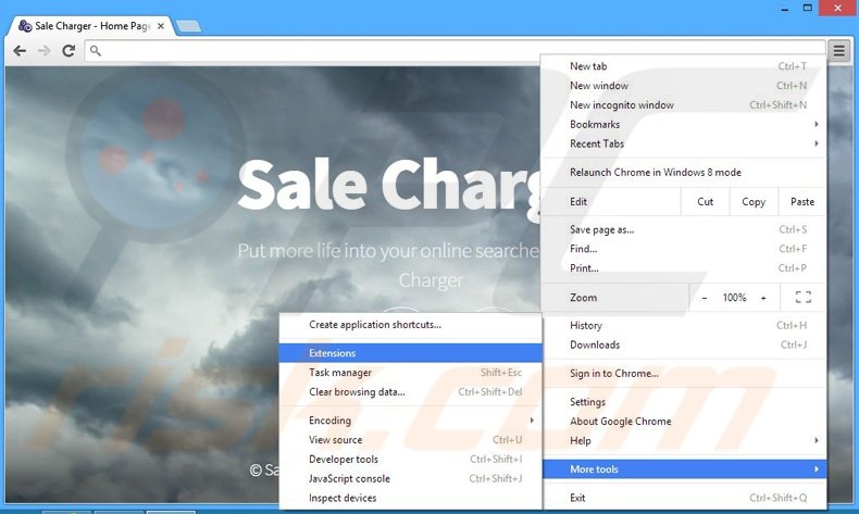 Rimuovere Sale Charger adware da  Google Chrome step 1