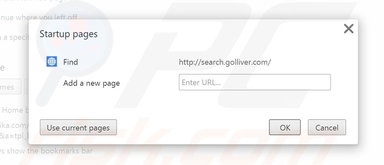 Cambia la tua homepage search.golliver.com da Google Chrome 
