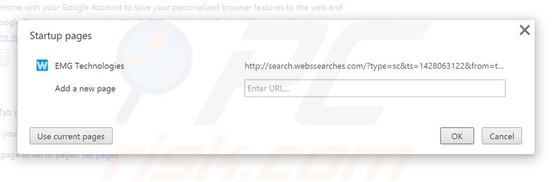 Cambia la tua homepage search.webssearches.com da Google Chrome 