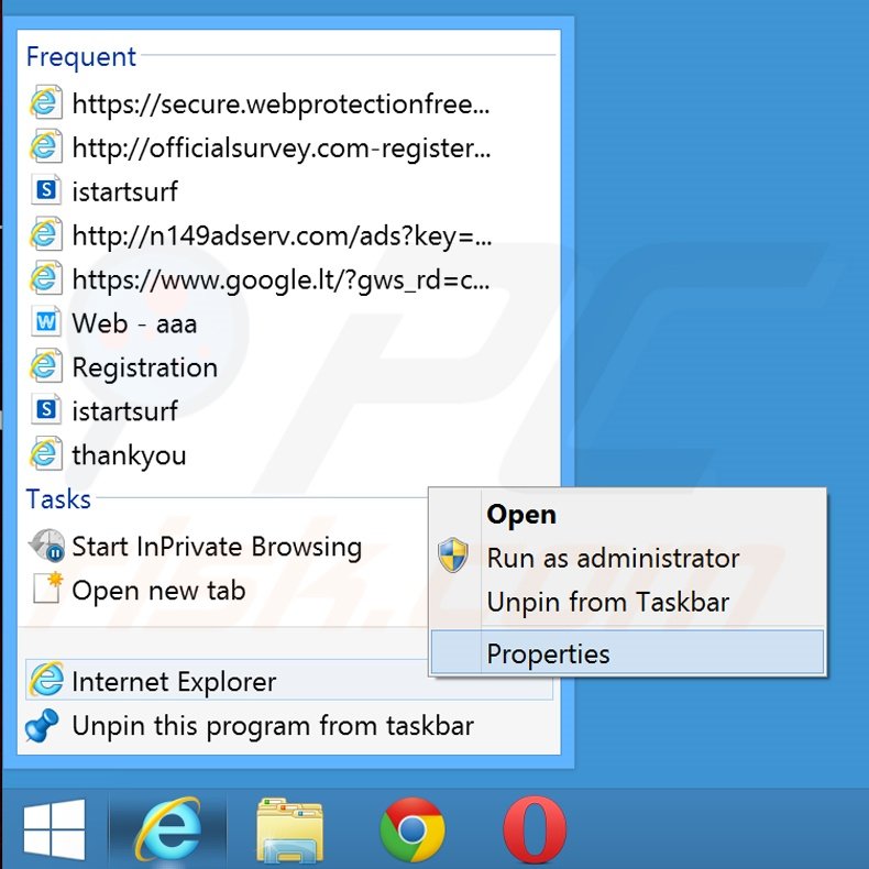 Aggiustare il collegamento rapido a Internet Explorer step 1
