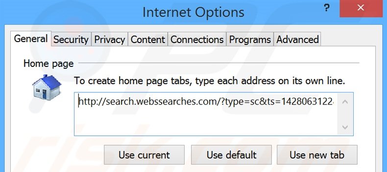 Cambia la tua homepage search.webssearches.com da Internet Explorer 
