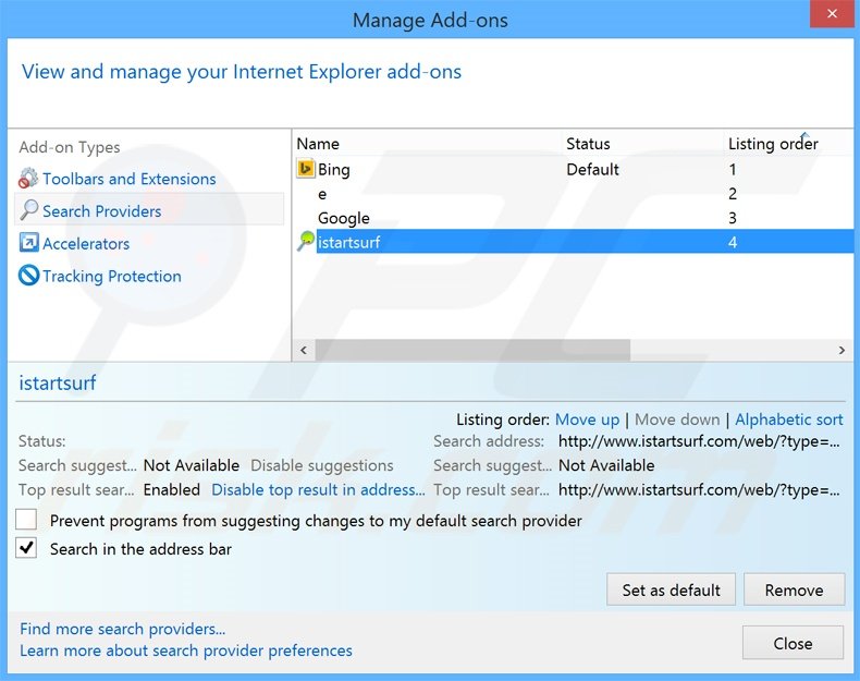 Cambia il motore di ricerca predefinito search.webssearches.com da Internet Explorer 