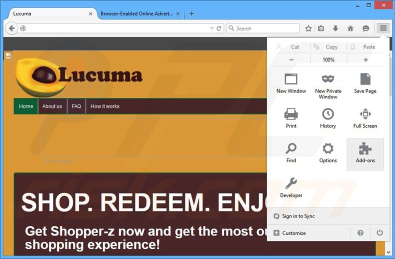 Rimuovere Shopper-z adware da Mozilla Firefox step 1