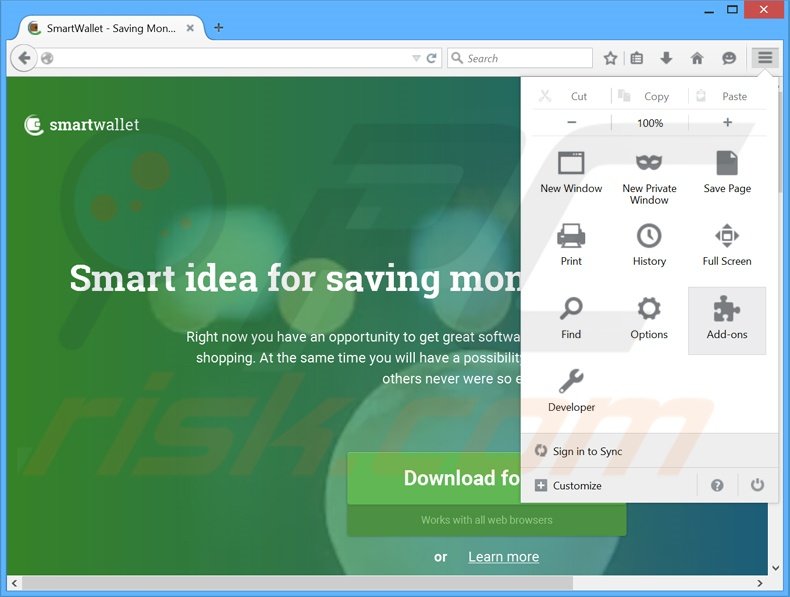 Rimuovere SmartWallet adware da Mozilla Firefox step 1