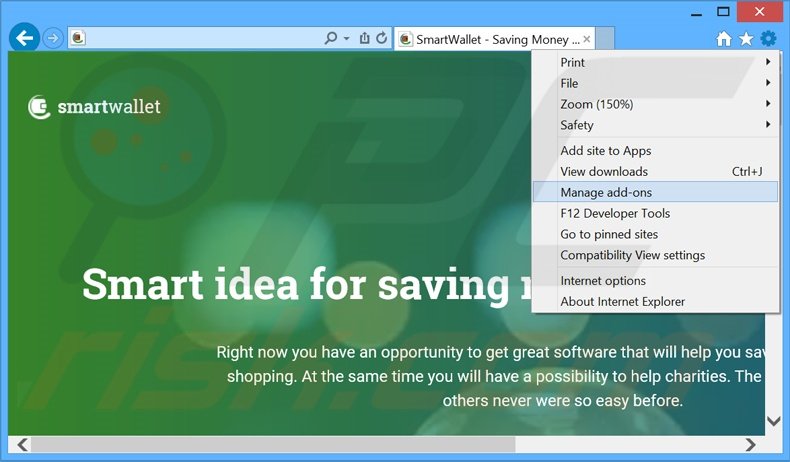 Rimuovere SmartWallet adware da Internet Explorer step 1