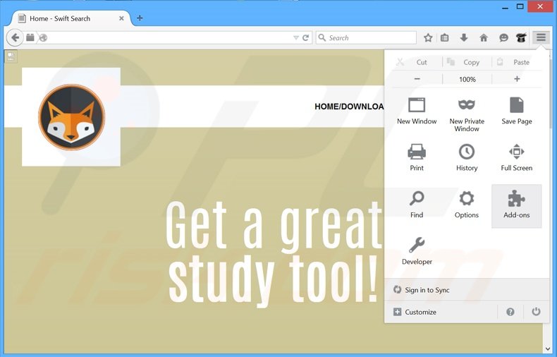 Rimuovere Swift Search adware da Mozilla Firefox step 1