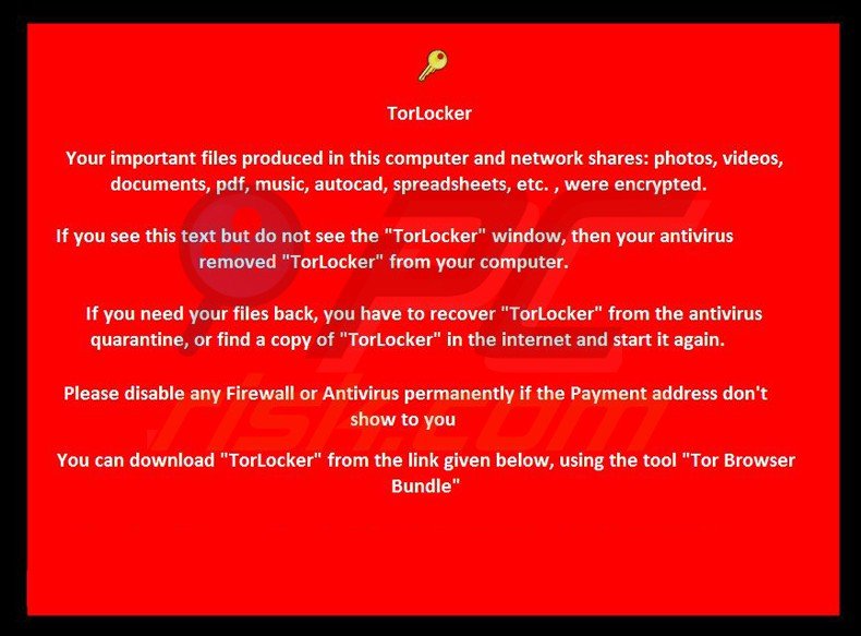 torlocker ransomware wallpaper