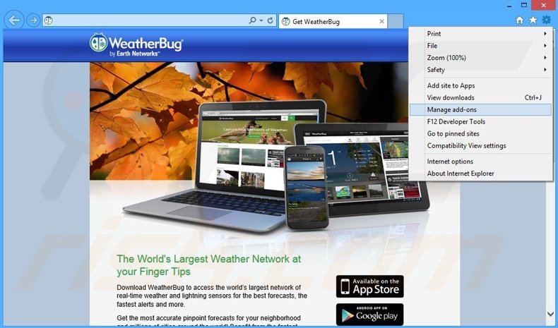 Rimuovere WeatherBug adware da Internet Explorer step 1