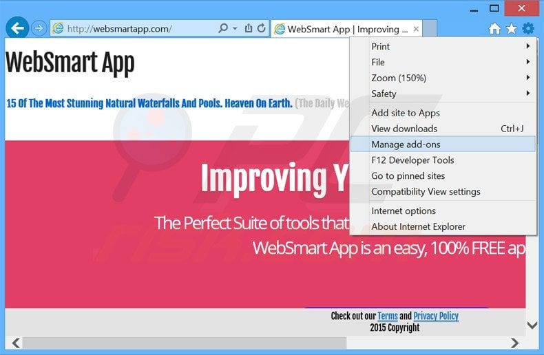 Rimuovere WebSmart App da Internet Explorer step 1