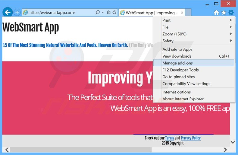 Rimuovere WebSmart App da Internet Explorer step 1