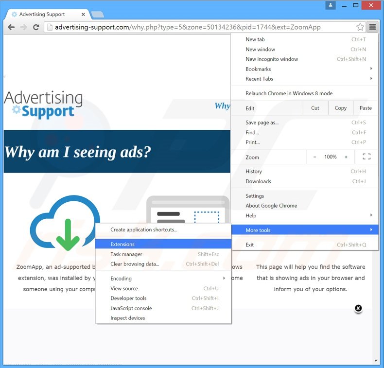 Rimuover ZoomApp adware da Google Chrome step 1
