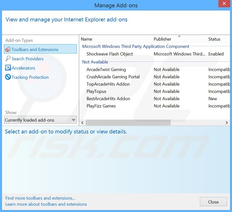 Rimuovere ArcadeTwist adware da Internet Explorer step 2