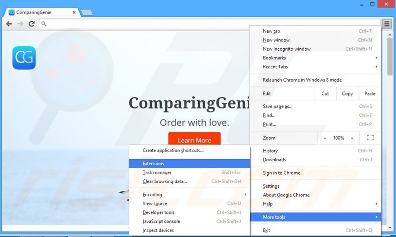 Rimuovere ComparingGenie adware da Google Chrome step 1