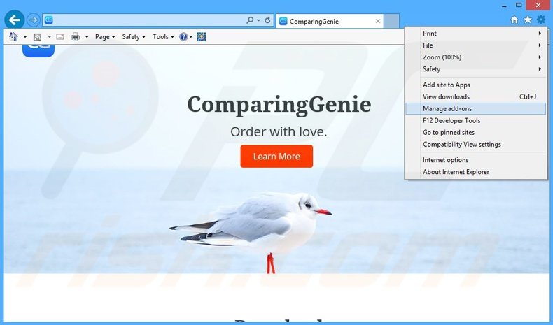 Rimuovere ComparingGenie adware da Internet Explorer step 1