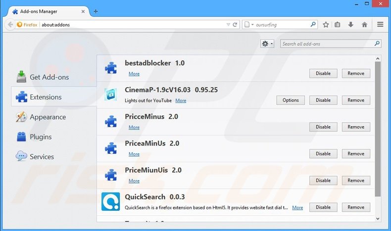 Rimuovere Desktop Recipe adware da Mozilla Firefox step 2