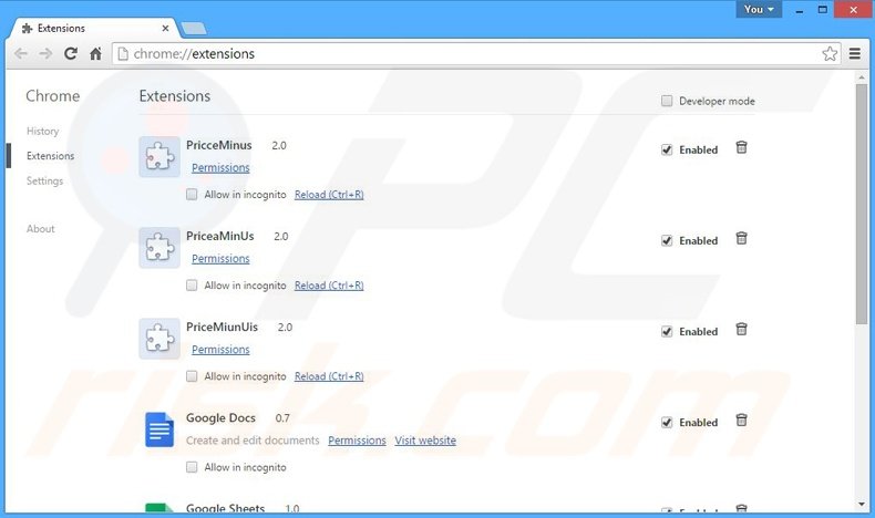 Rimuovere Desktop Search adware da Google Chrome step 2