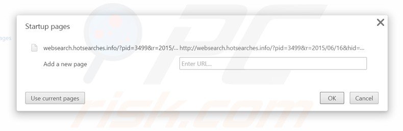 Cambia la tua homepage websearch.hotsearches.info da Google Chrome 