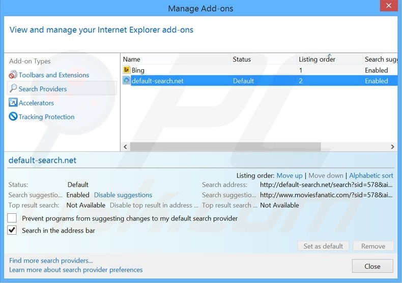 Cambia il motore di ricerca predefinito da Internet Explorer