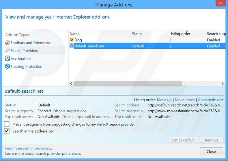 Cambia il motore di ricerca predefinito da Internet Explorer