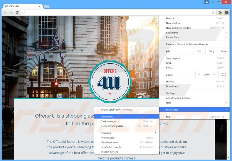 Rimuovere Offers4U adware da Google Chrome step 1