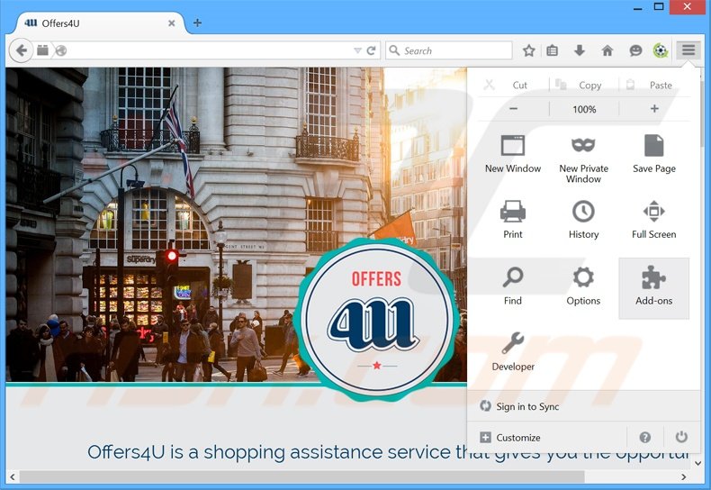 Rimuovere Offers4U adware da Mozilla Firefox step 1