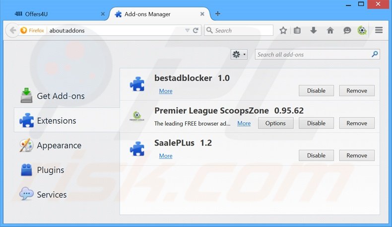 Rimuovere Offers4U adware da Mozilla Firefox step 2