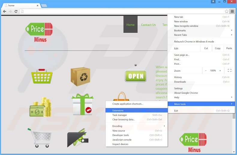 Rimuovere PriceMinus adware da Google Chrome step 1