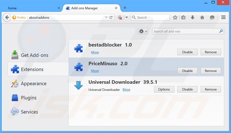 Rimuovere PriceMinus adware da Mozilla Firefox step 2