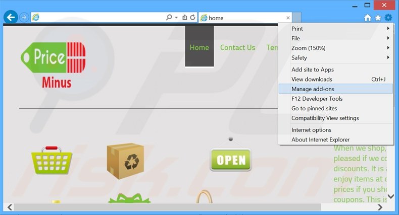 Rimuovere PriceMinus adware da Internet Explorer step 1