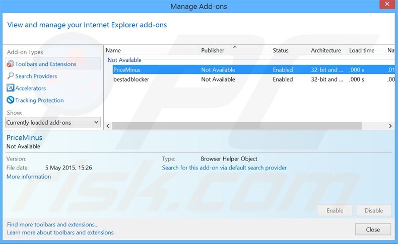 Rimuovere PriceMinus adware da Internet Explorer step 2