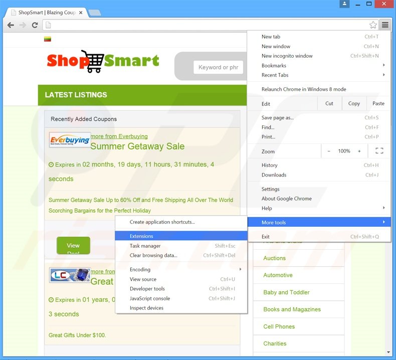 Rimuovere Shop Smart adware da Google Chrome step 1