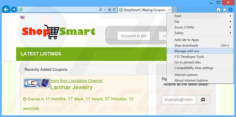 Rimuovere Shop Smart adware da Internet Explorer step 1