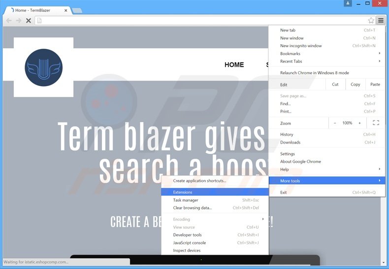 Rimuovere TermBlazer adware da Google Chrome step 1