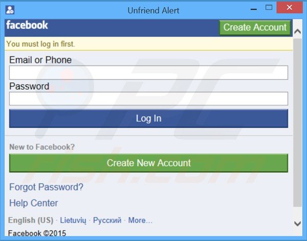 Unfriend Alert adware app