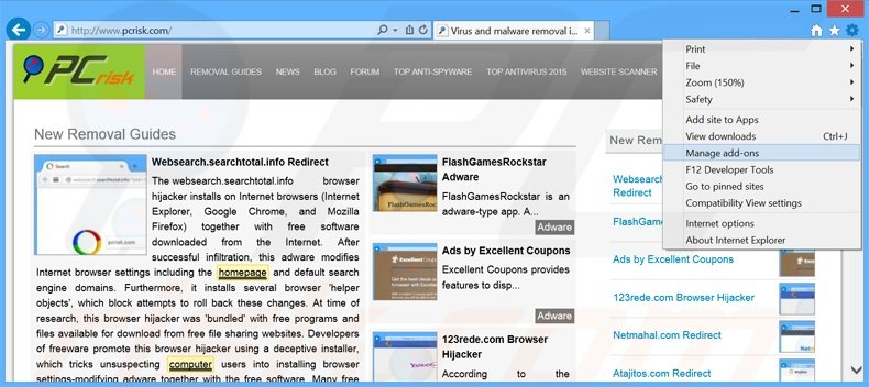 Rimuovere l' adware  Windesk Winsearch da Internet Explorer step 1