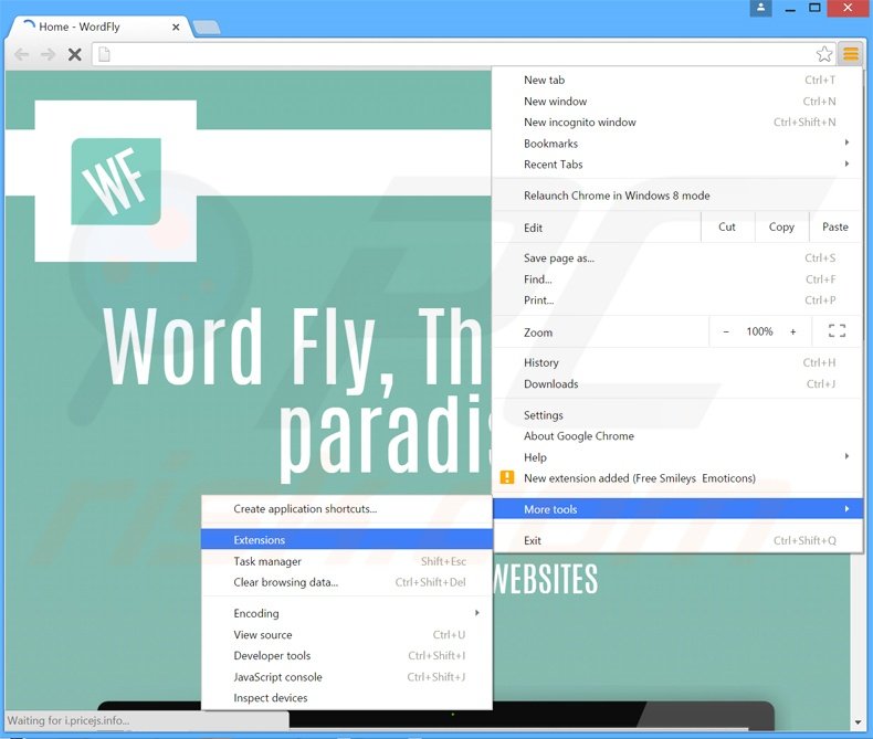 Rimuovere WordFly adware da Google Chrome step 1