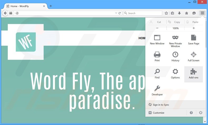 Rimuovere WordFly adware da Mozilla Firefox step 1