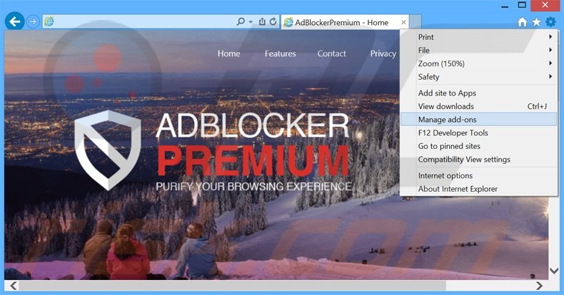Rimuovere AdBlockerPremium adware da Internet Explorer step 1