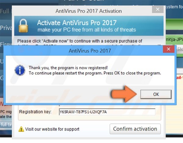 AntiVirus Pro 2017 registrazione step 3