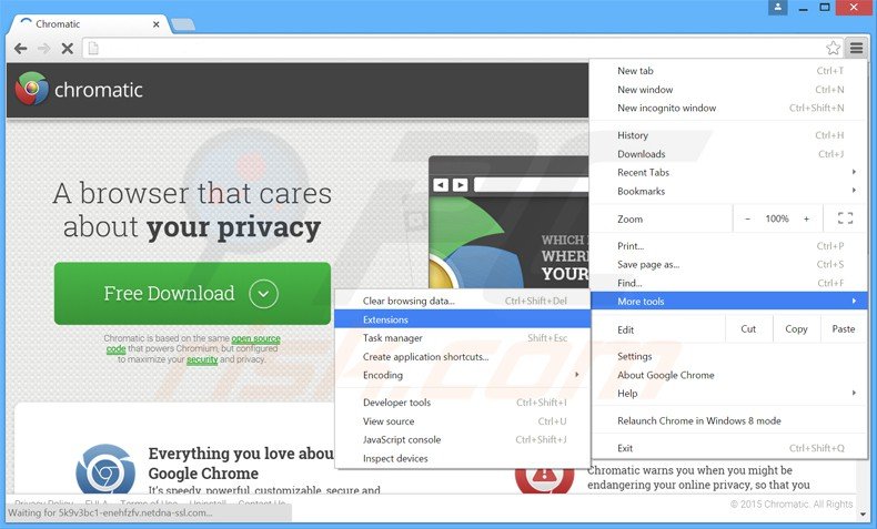 Rimuovere Chromatic adware da Google Chrome step 1