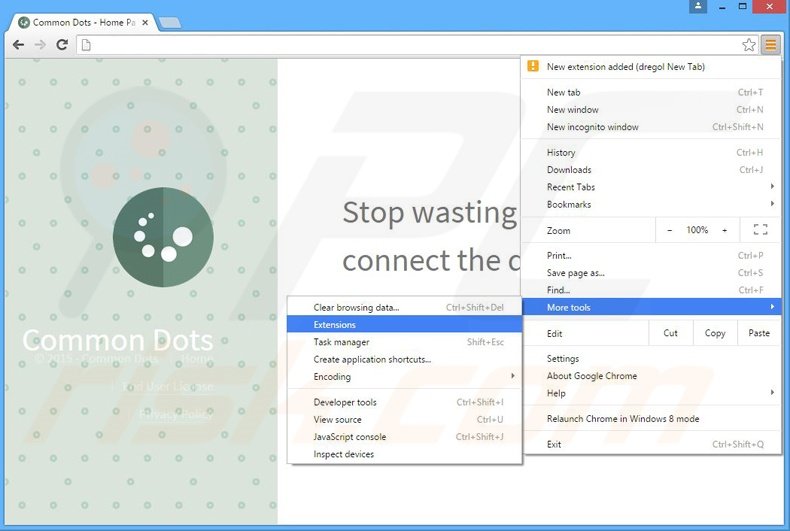 Rimuovere Common Dots adware da Google Chrome step 1