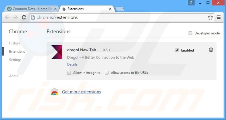 Rimuovere Common Dots adware da Google Chrome step 2