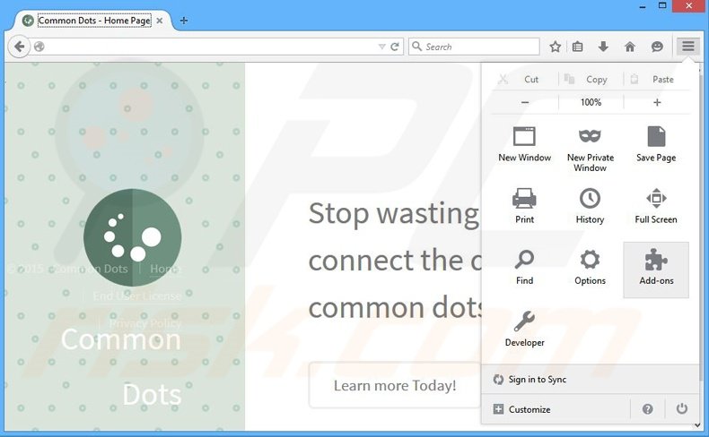 Rimuovere Common Dots adware da Mozilla Firefox step 1