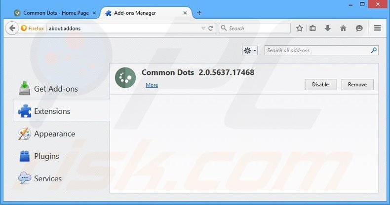 Rimuovere Common Dots adware da Mozilla Firefox step 2