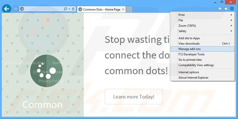 Rimuovere Common Dots adware da Internet Explorer step 1