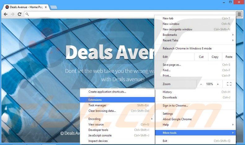 Rimuovere Deals Avenue adware da Google Chrome step 1